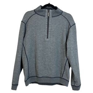 Tommy Bahama Men's Gray Quarter Zip Pullover Sweater Reversible Fall